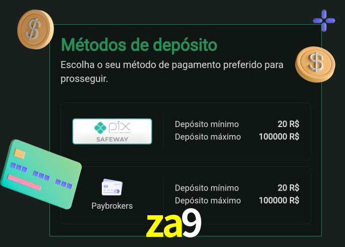 O cassino za9 oferece uma grande variedade de métodos de pagamento